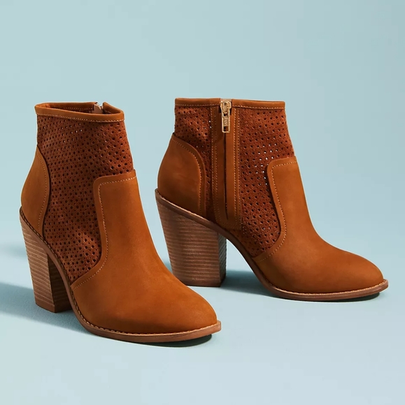 Anthropologie Perforated Heeled Booties - Picture 2 of 12